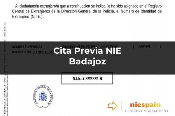 Cita previa NIE y tramitación gestoría Profesional en Badajoz