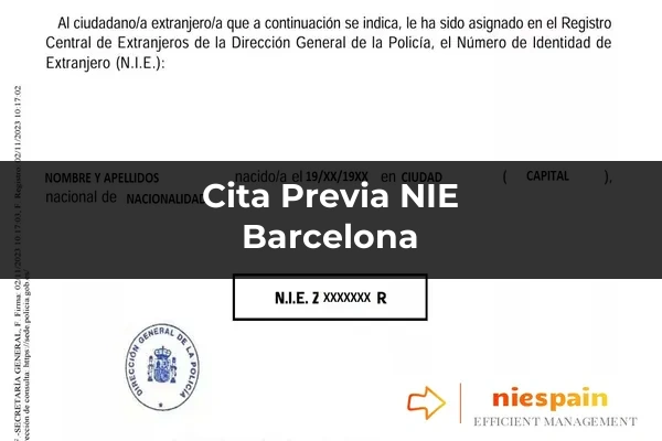 Cita previa NIE y tramitación gestoría Profesional en Barcelona