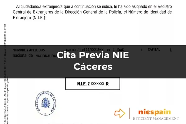 Cita previa NIE y tramitación gestoría Profesional en Cáceres