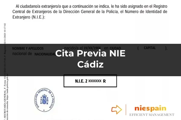 Cita previa NIE y tramitación gestoría Profesional en Cádiz