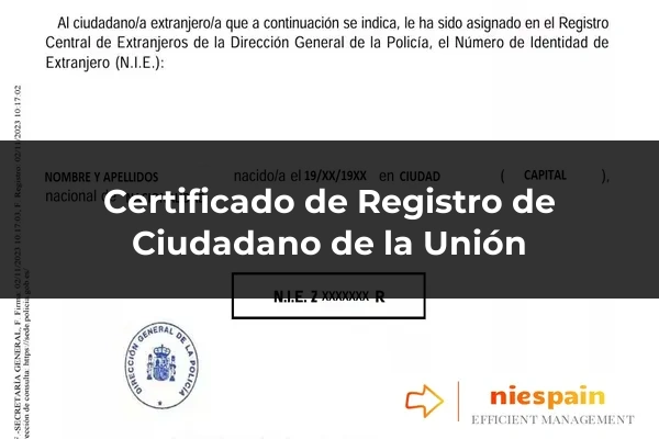 Certificado de Registro de Ciudadano de la Unión