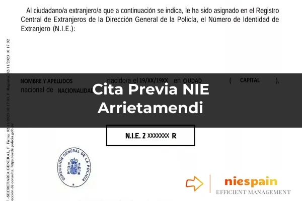 Cita previa NIE y tramitación gestoría Profesional en Arrietamendi