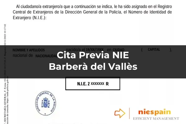 Cita previa NIE y tramitación gestoría Profesional en Barberà del Vallès