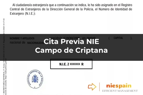 Cita previa NIE y tramitación gestoría Profesional en Campo de Criptana