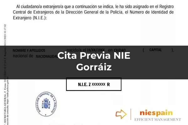 Cita previa NIE y tramitación gestoría Profesional en Gorráiz