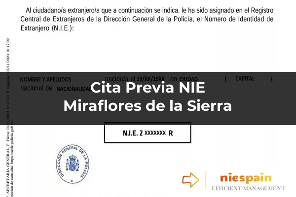 Cita previa NIE y tramitación gestoría Profesional en Miraflores de la Sierra
