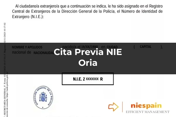Cita previa NIE y tramitación gestoría Profesional en Oria