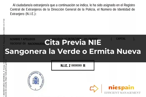 Cita previa NIE y tramitación gestoría Profesional en Sangonera la Verde o Ermita Nueva