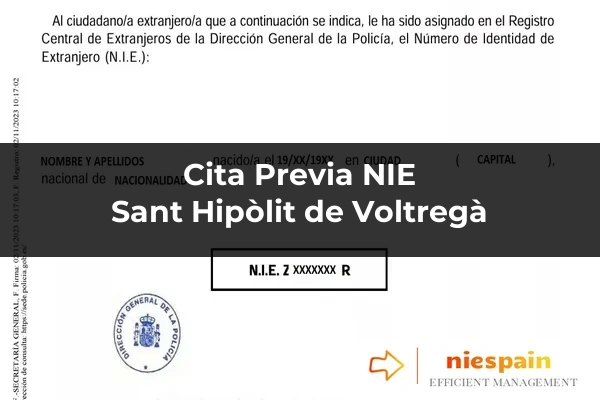 Cita previa NIE y tramitación gestoría Profesional en Sant Hipòlit de Voltregà